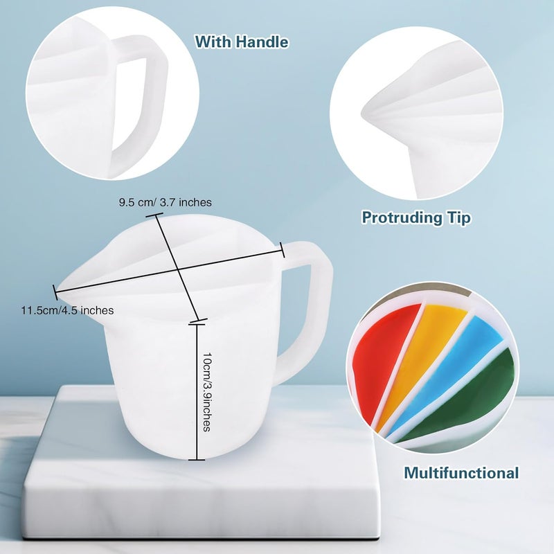 Kunyeah Split Cup with Handle 17OZ/500ML Silicone Cup for Paint Pouring Fluid Art Split Cup Acrylic Paint Pour Cup DIY Making Crafts Supplies Epoxy Resin Art Drawing Accessories (4 Chambers) - Image 3